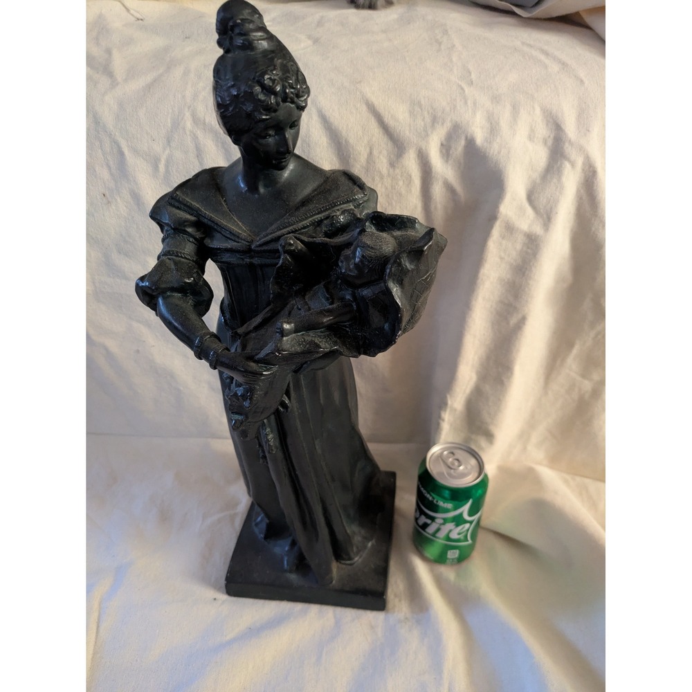 Austin Productions 1983 Victorian Woman with Child Sculpture Statue Black 19 in